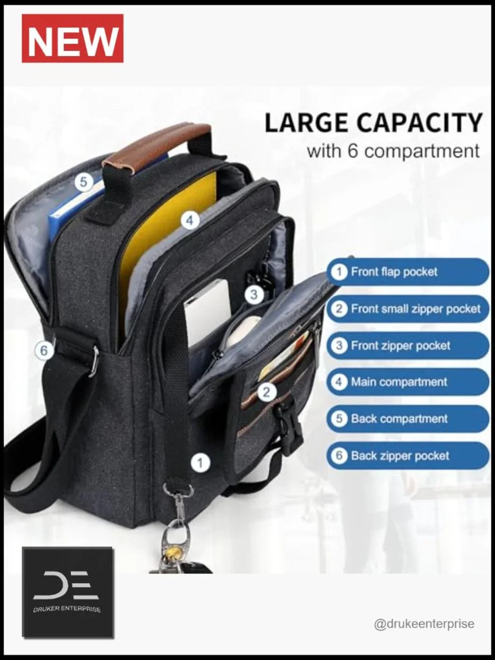 Crossbody Canvas Messenger Bag for Men Vintage Shoulder Bag Work Travel